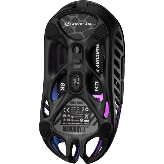Мышь GravaStar Mercury X Pro, 8K, BT/WL/USB-A, RGB, чорний