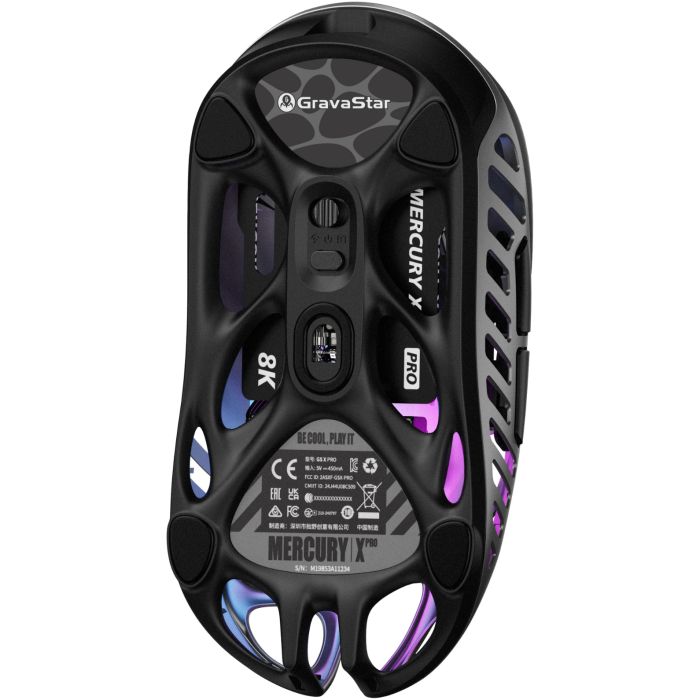 Мышь GravaStar Mercury X Pro, 8K, BT/WL/USB-A, RGB, сірий