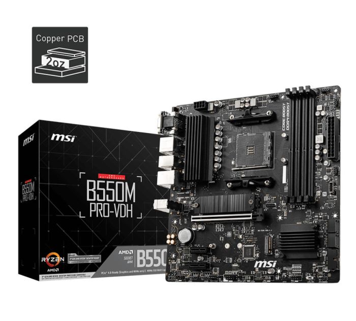 MSI Motherboard B550M PRO-VDH sAM4 B550 4xDDR4 M.2 HDMI DP D-Sub mATX