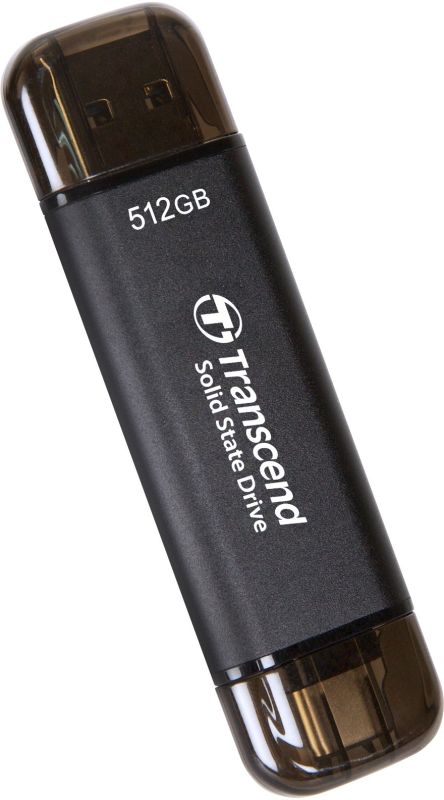Портативний SSD Transcend  512GB USB 3.1 Gen 2 Type-A + Type-C ESD310 Чорний