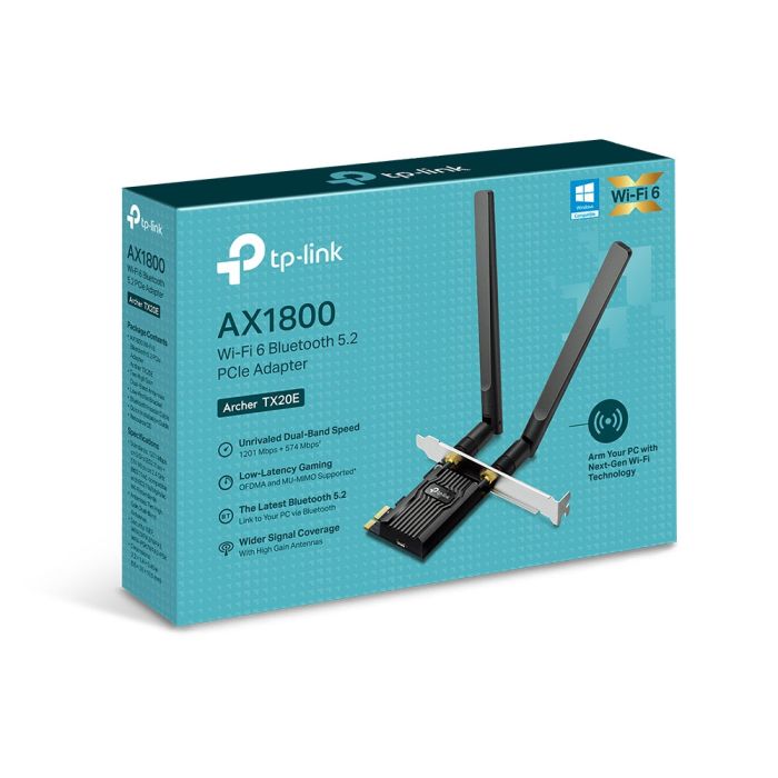 Адаптер WiFi TP-LINK Archer TX20E AX1800, PCI-Express x1, BT5.2