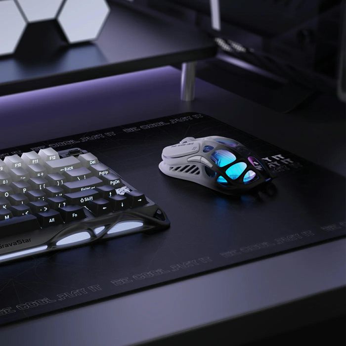 Миша GravaStar Mercury M1 Pro, BT/WL/USB-A, RGB, чорно-білий