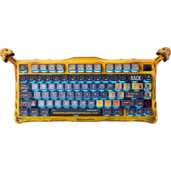 Клавиатура механическая GravaStar Mercury K1 Pro 80keys, GravaStar x Kailh Speedy Mint, BT/WL/USB, жовтий