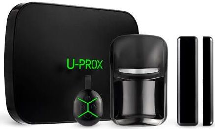 Комплект охранной сигнализации U-Prox MPX L KF kit Black, U-Prox MPX L, U-Prox PIR, U-Prox WDC, U-Prox Keyfob B4, беспроводной, чёрный