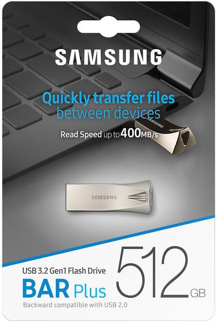 Накопичувач Samsung 512GB USB 3.1 Type-A Bar Plus Срібний