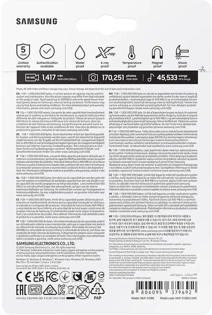 Накопичувач Samsung 512GB USB 3.1 Type-A Bar Plus Срібний