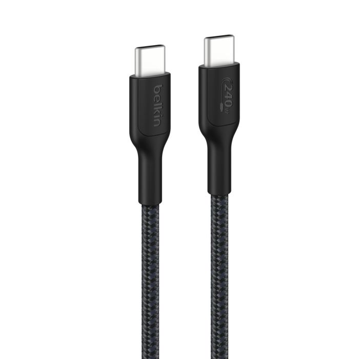 Кабель USB-C > USB-C заряджання/синхронізації Belkin 1м, 240Вт, Type-C, плетений, чорний