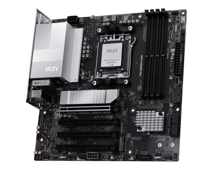 Материнcкая плата MSI PRO B850M-P WIFI sAM5 B850 4xDDR5 M.2 HDMI DP WiFi BT mATX