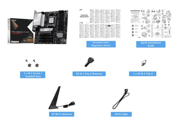 Материнcкая плата MSI PRO B850M-P WIFI sAM5 B850 4xDDR5 M.2 HDMI DP WiFi BT mATX