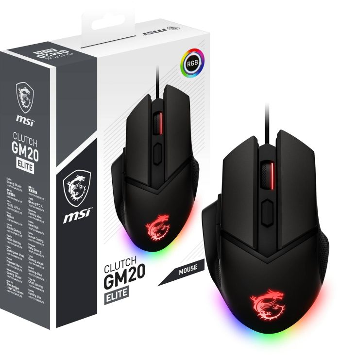 Мышь MSI Clutch GM20 Elite GAMING Mouse RGB, USB-A, чорный