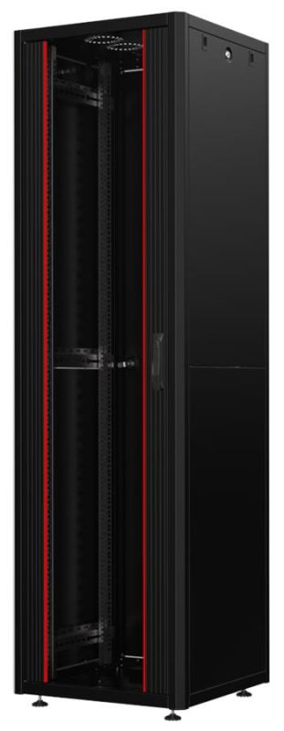 Шафа MIRSAN 19", 22U, GTN SERVER, склянні двері, 600x800 мм, максимально 1000 кг, чорна