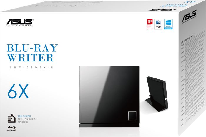 Привід оптичний портативний ASUS SBW-06D2X-U Blu-ray Combo burner M-DISC USB2.0 чорний Retail Box Slim