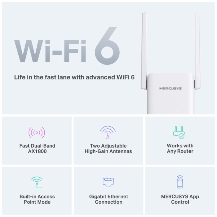 Розширювач покриття WiFi MERCUSYS  AX1800, 1хGE LAN Mercusys ME70X