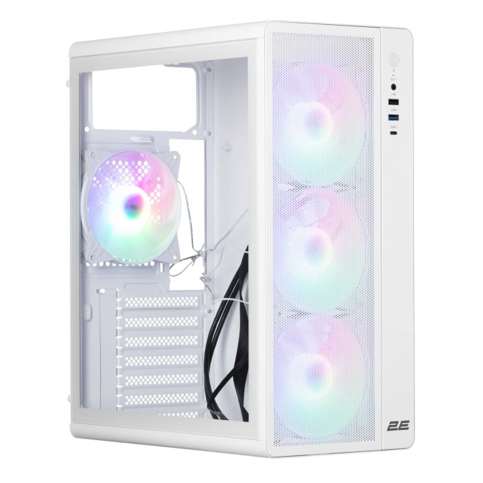, PC case 2E GAMING Credo Plus V510W without PSU, 1xUSB3.0, 1х USB 2.0, 1xUSB Type-C, 4x120mm RGB Rainbow, VGA 310mm, TG Side Panel, ATX, white 2E Gaming 2E-V510W
