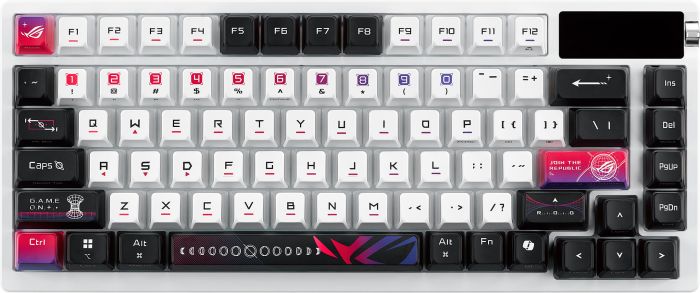 Keyboard mechanical ASUS ROG Azoth X 81key, NX Snow, USB-A/WL/BT, EN, RGB, white