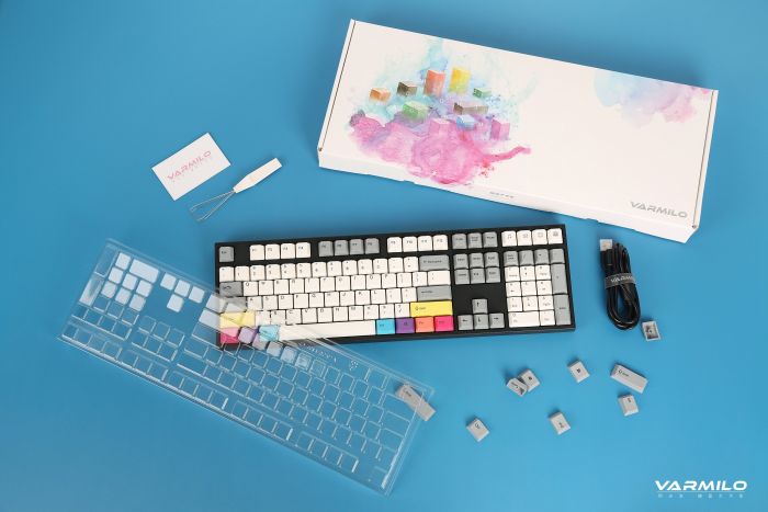 Клавіатура механічна Varmilo APT108 CMYK, C-TK Brown, WL/USB-A, White Led