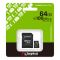 Карта пам'яті Kingston microSD   64GB C10 UHS-I A1 V10 R100MB/s + SD