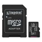 Карта пам'яті Kingston microSD   64GB C10 UHS-I A1 V10 R100MB/s + SD