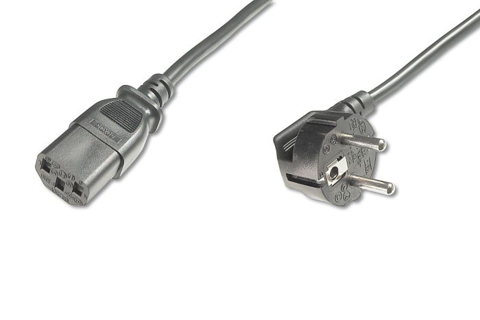 DIGITUS Power Cord, CEE 7/7 (Typ-F) 90o angled - C13 M/F, 0,75m, H05VV-F3G 0.75qmm, bl