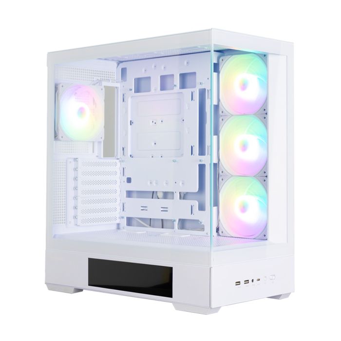 Zalman PC case  P40 DS without PSU, 2xUSB3.0, 1x Type C, 3x120mm ARGB Reverse,  1x120mm ARGB, VGA 420mm, LCS ready, TG Side/Front Panel, Display, ATX, white
