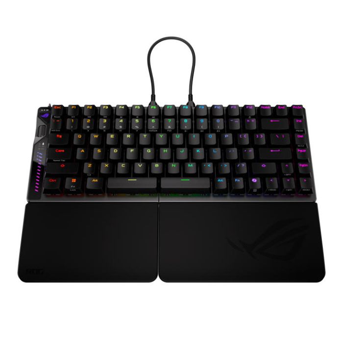 ASUS Keyboard mechanical ROG Falcata split, 83key, Magnetic Switch, USB-A/WL/BT, EN, RGB, black