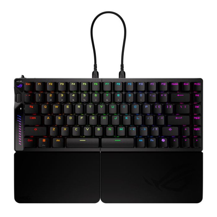 ASUS Keyboard mechanical ROG Falcata split, 83key, Magnetic Switch, USB-A/WL/BT, EN, RGB, black