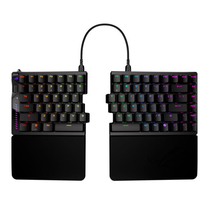 ASUS Keyboard mechanical ROG Falcata split, 83key, Magnetic Switch, USB-A/WL/BT, EN, RGB, black