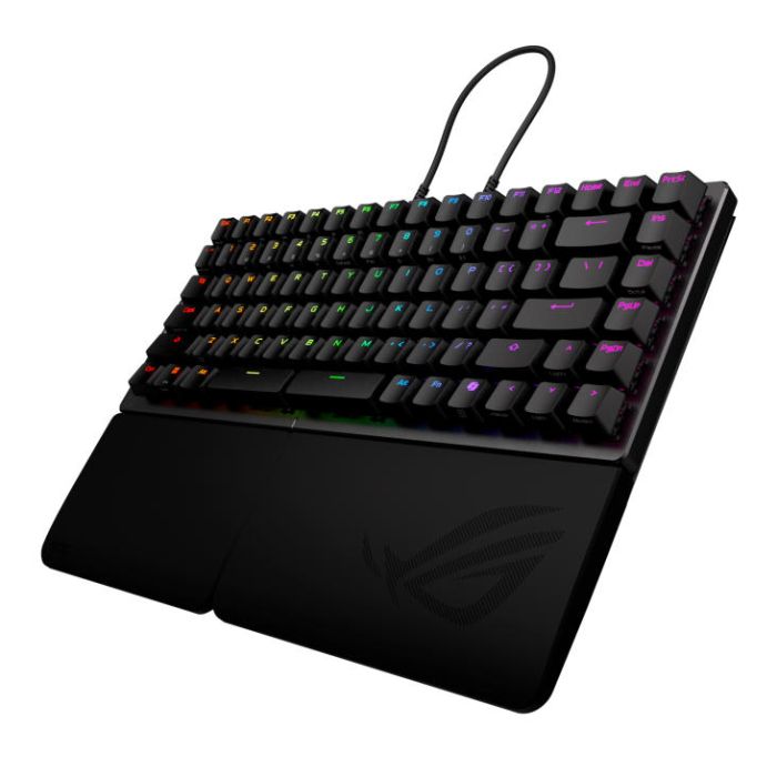 ASUS Keyboard mechanical ROG Falcata split, 83key, Magnetic Switch, USB-A/WL/BT, EN, RGB, black
