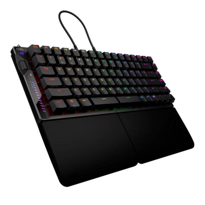 ASUS Keyboard mechanical ROG Falcata split, 83key, Magnetic Switch, USB-A/WL/BT, EN, RGB, black