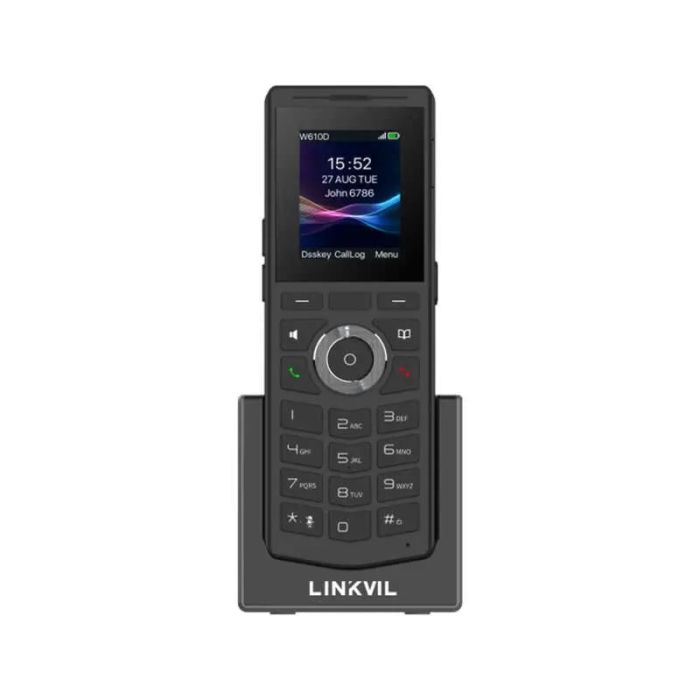 Трубка IP-DECT   , кольоровий дисплей 2.0” 240x320 LCD, 4 SIP лінії, робота з DECT-базою W710D, підключення гарнітури через BT 5.0 або роз’єм 3,5 мм Fanvil W610D