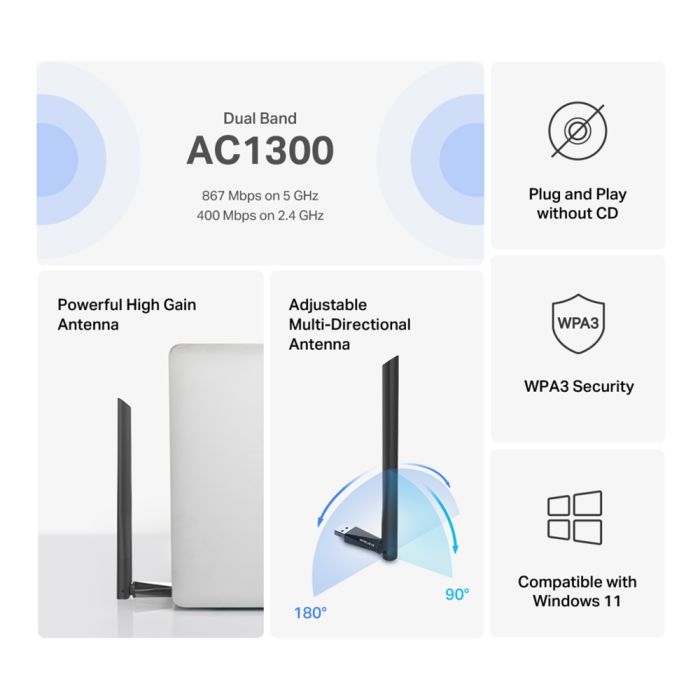Адаптер WiFi MERCUSYS  AC1300, USB Mercusys MA30H