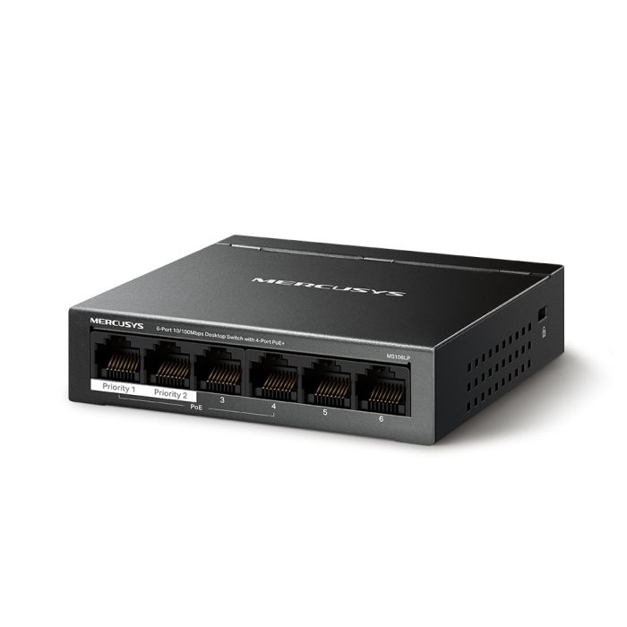 Комутатор MERCUSYS  6xFE (4xPoE), 40Вт, Некерований Mercusys MS106LP