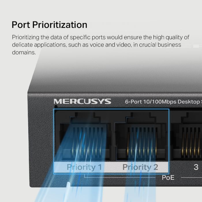 Комутатор MERCUSYS  6xFE (4xPoE), 40Вт, Некерований Mercusys MS106LP