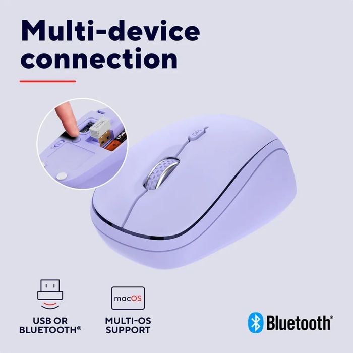 Миша Trust Yvi+ Compact Multi-Device, WL/BT/USB-A, фіолетовий