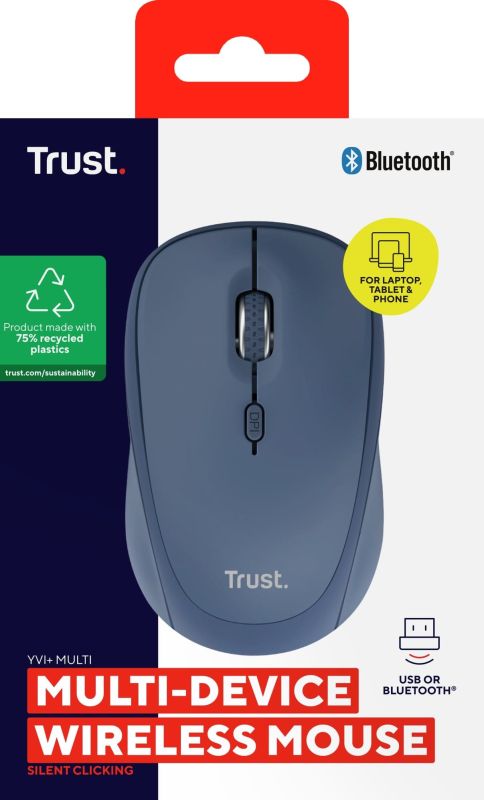 Mouse Trust Yvi+ Compact Multi-Device, WL/BT/USB-A, blue