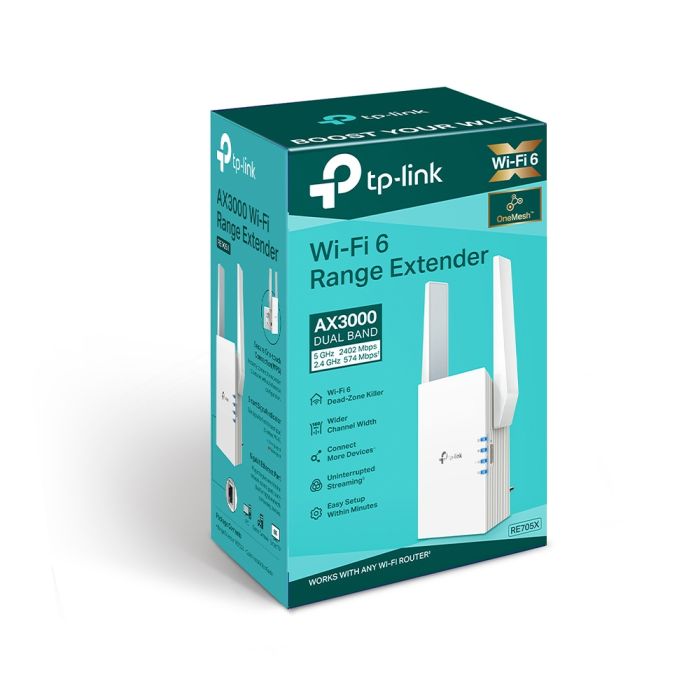 Расширитель покрытия WiFi TP-LINK  AX3000, 1хGE, MESH TP-Link RE705X