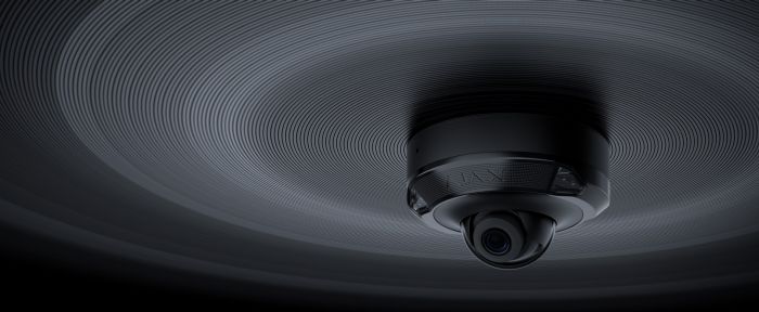 IP-Камера проводная Ajax DomeCam Mini HL black, 8Мп, 2.8мм, гибридная подсветка IR 15м, белый Led 15м, PoE, True WDR, IP65, ИК 15м, аудио, угол обзора 100°–110°, мини-купольная, чёрная