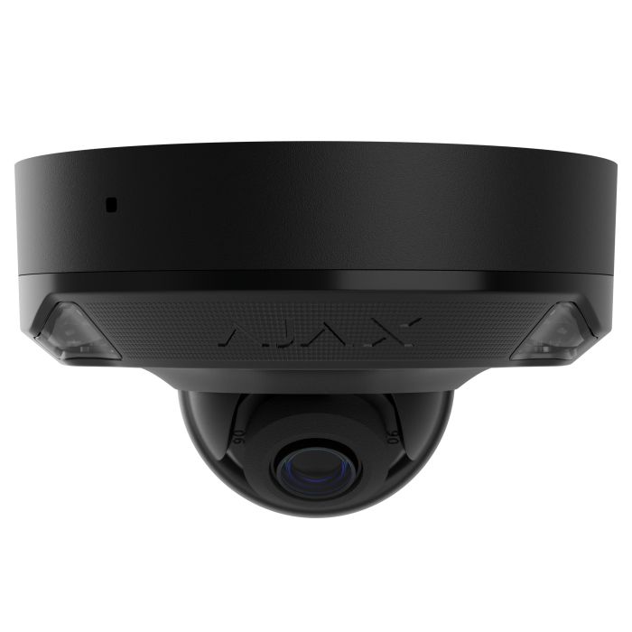 IP-Камера проводная Ajax DomeCam Mini HL black, 8Мп, 2.8мм, гибридная подсветка IR 15м, белый Led 15м, PoE, True WDR, IP65, ИК 15м, аудио, угол обзора 100°–110°, мини-купольная, чёрная