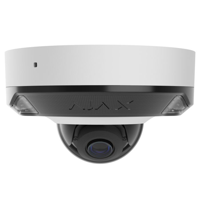 IP Wired Camera Ajax DomeCam Mini HL white, 8MP, 2.8mm, hybrid illumination IR 15m, white LED 15m, PoE, True WDR, IP65, IR 15m, audio, viewing angle 100°–110°, mini dome, white