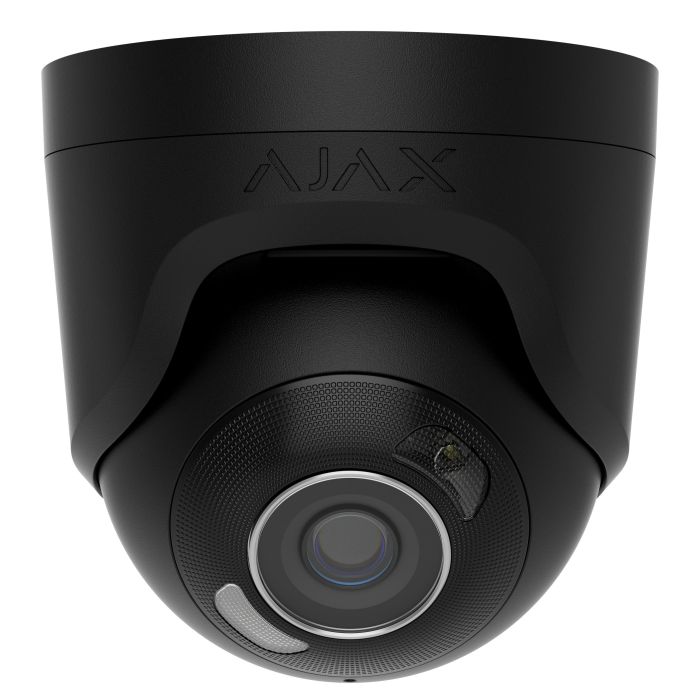 IP-Камера дротова Ajax TurretCam HL black, 8мп, 2.8мм, гібридне підсвічування IR 50м, білий Led 50м, Poe, True WDR, IP 65, ІЧ 50м, аудіо, кут огляду 100° до 110°, купольна, чорна