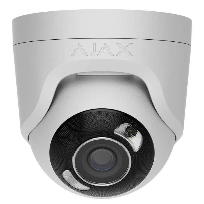 IP-Камера проводная Ajax TurretCam HL white, 8Мп, 4мм, гибридная подсветка IR 50м, белый Led 50м, PoE, True WDR, IP65, ИК 50м, аудио, угол обзора 75°–85°, купольная, белая