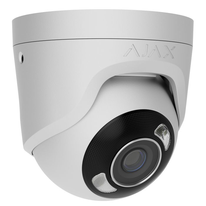 IP-Камера проводная Ajax TurretCam HL white, 8Мп, 4мм, гибридная подсветка IR 50м, белый Led 50м, PoE, True WDR, IP65, ИК 50м, аудио, угол обзора 75°–85°, купольная, белая