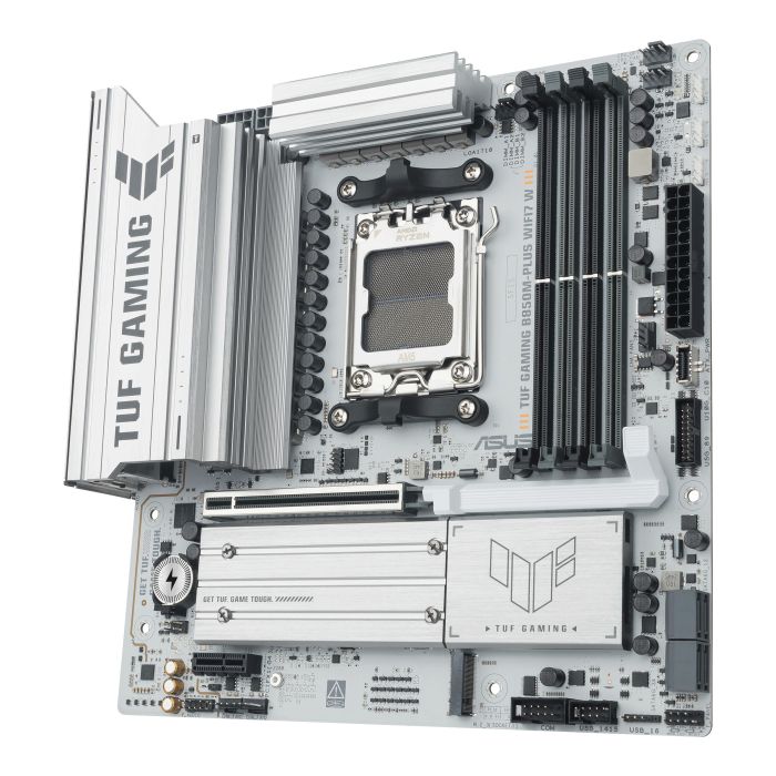 ASUS Motherboard TUF GAMING B850M-PLUS WIFI7 W sAM5 B850 4xDDR5 M.2 HDMI DP Wi-Fi BT mATX white