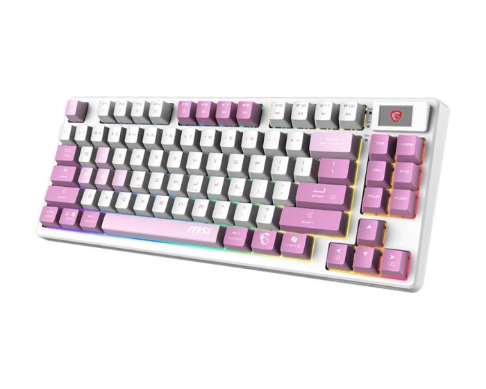 Keyboard mechanical MSI FORGE GK600 TKL W VIOLET UA 83key, mechanical Linear, USB-A, Wireless, Bluetooth, EN/UKR/RU, RGB, violet