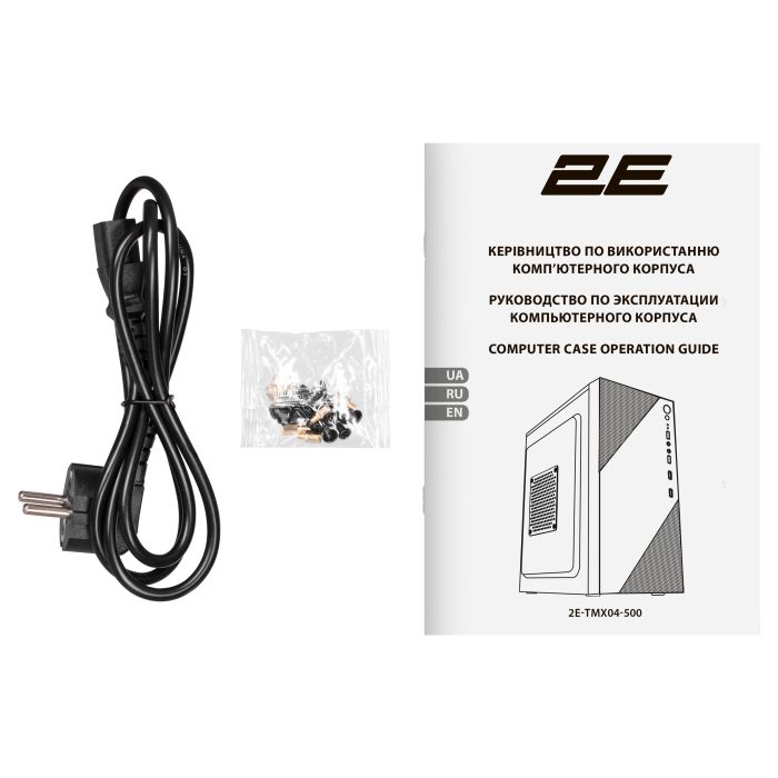 Корпус 2E TeamX TMX04 с БП 2E ATX500W, 2xUSB3.0, 1x80мм, VGA 220мм, mATX, чёрный