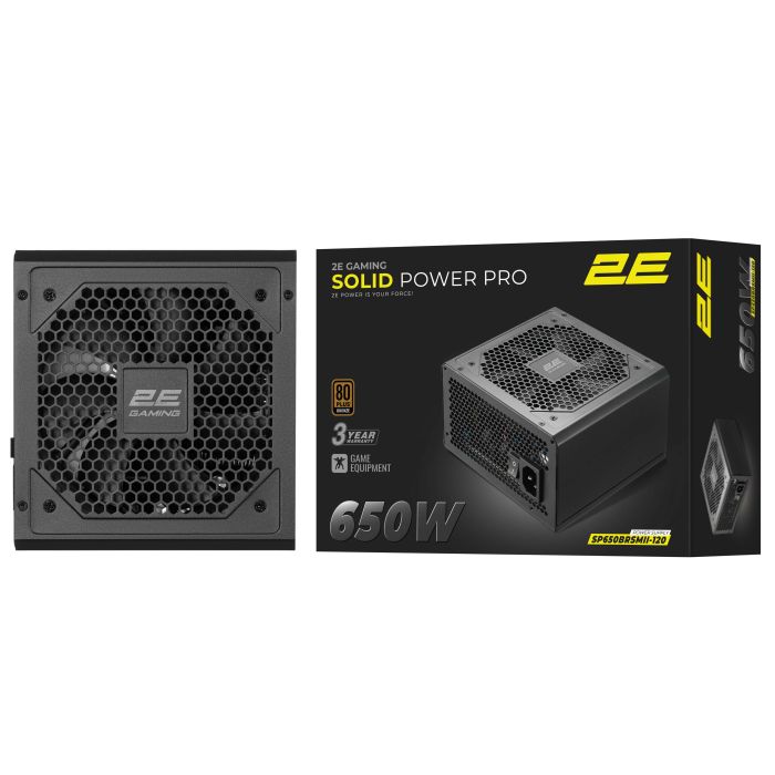 Блок живлення 2E GAMING Solid Power Pro ATX3.1 GEN5.0  (650W), >85%, 80+ Bronze, 120мм, 1xMB 24pin(20+4), 2xCPU 8pin(4+4), 3xMolex, 6xSATA, 4xPCIe 8pin(6+2), 1x12VHPWR, Semi Modular