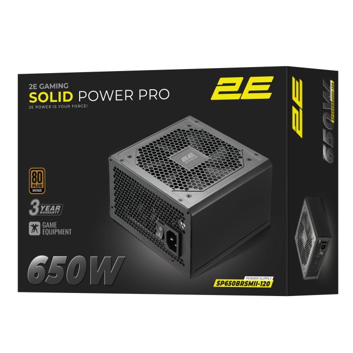 Блок живлення 2E GAMING Solid Power Pro ATX3.1 GEN5.0  (650W), >85%, 80+ Bronze, 120мм, 1xMB 24pin(20+4), 2xCPU 8pin(4+4), 3xMolex, 6xSATA, 4xPCIe 8pin(6+2), 1x12VHPWR, Semi Modular