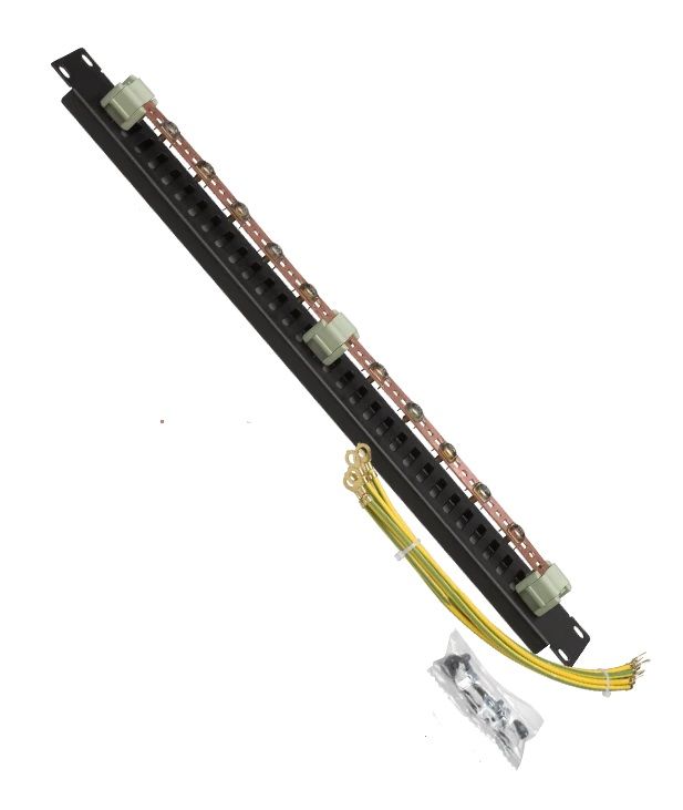 Шина заземлення MIRSAN 19", 1U, чорна