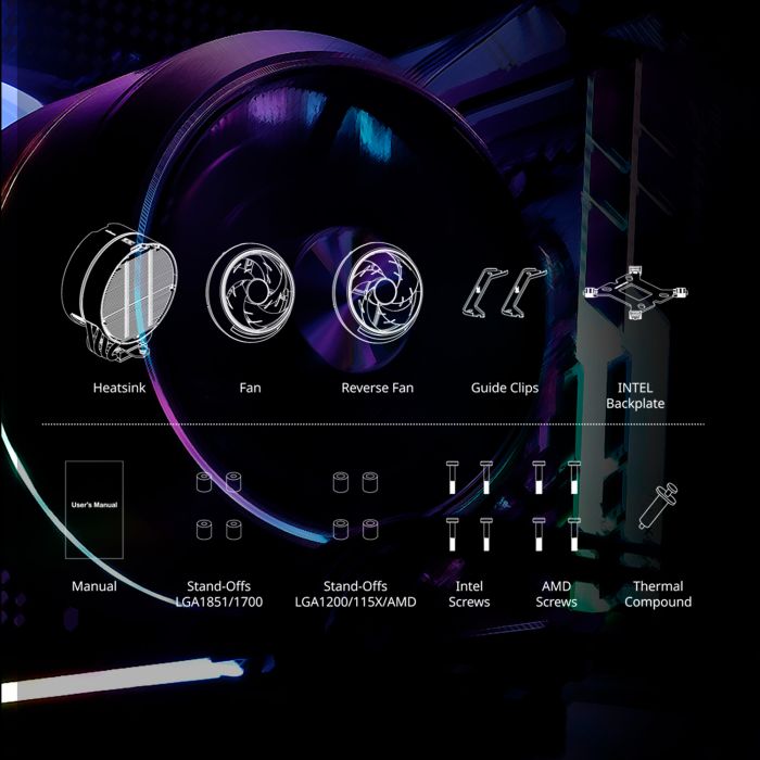 Процесорний кулер Zalman ZET5, ARGB LGA 1851, 1700, 1200, 115x, AM5, AM4,  4pin PWM, 3pin+5VARGB, TDP200W, чорний