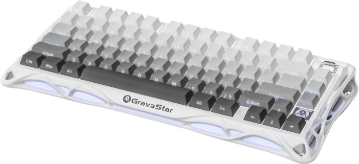 Клавиатура механическая GravaStar Mercury K1 80keys, GravaStar x Kailh Cheery Pink, EN/UKR, BT/WL/USB, білий